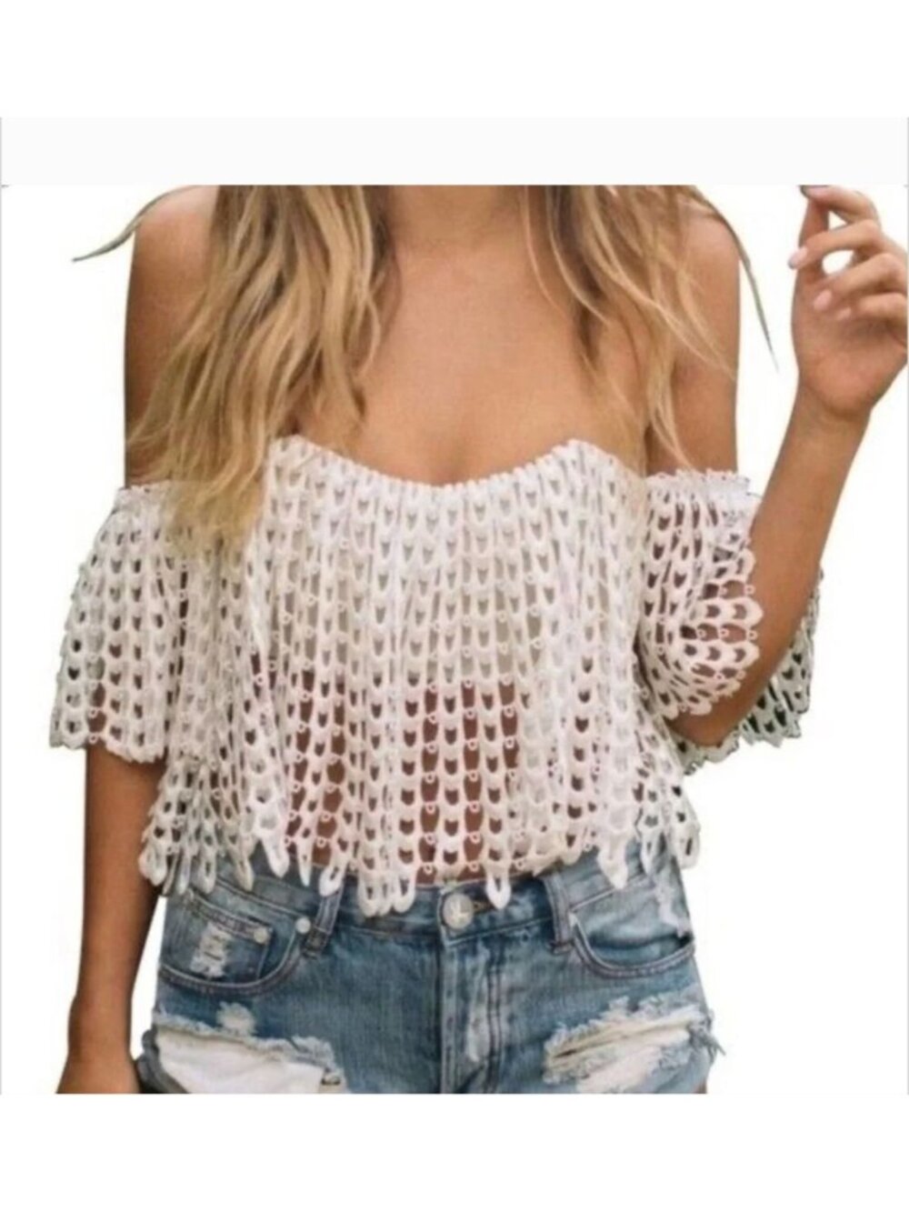 Stone Cold Fox Holy Tube top Ivory Chain Lace - Size 1 (Small)